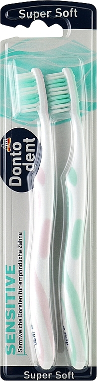Зубні щітки ультрам'які, бірюзова + рожева, 2 шт. - Dontodent Sensitive Super Soft — фото N2