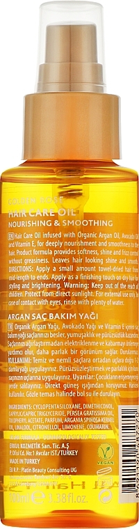 Масло для питания и разглаживания волос - Golden Rose Smooth&Shine Hair Care Oil — фото N2