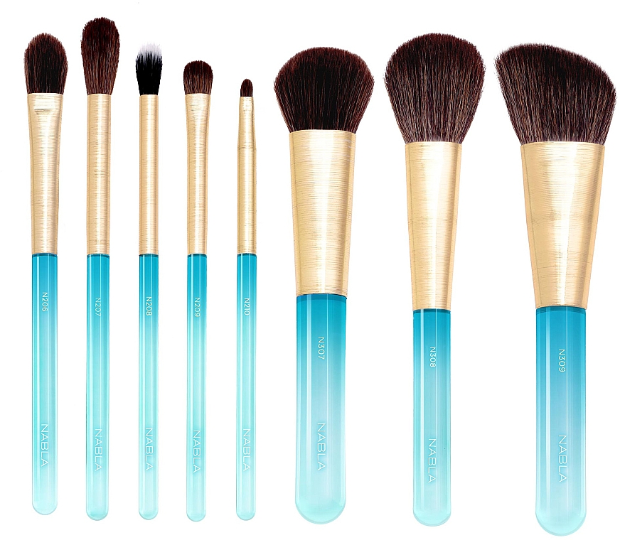 Набір пензлів для макіяжу, 8 шт. - Nabla Aquamarine Essential Brush Set — фото N1