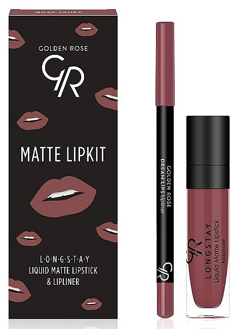 Набір для губ - Golden Rose Matte LipKit Rose Taupe (lipstick/5.5 ml + lipliner/1.6g) — фото N1