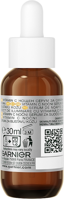 Ночная сыворотка с витамином С для уменьшения видимости пигментных пятен, морщин и выравнивания тона кожи - Garnier Skin Active Vitamin C Night Serum — фото N2