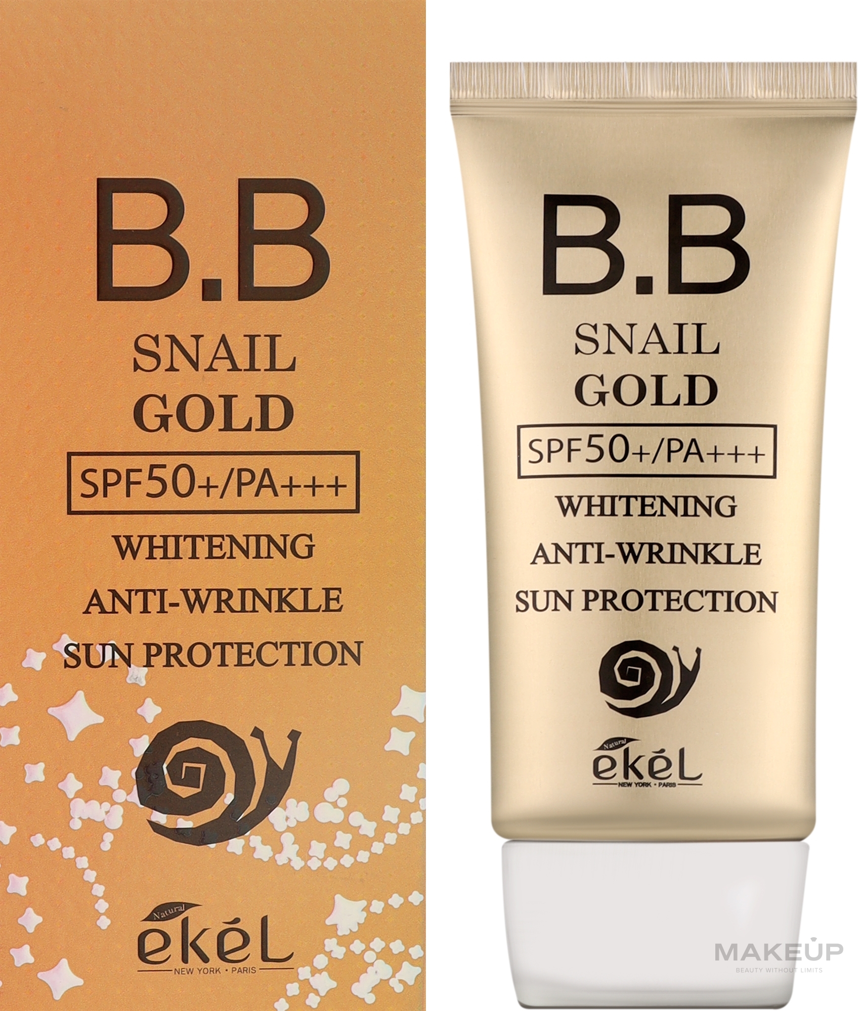 Антивіковий відбілювальний BB-крем із равликовим муцином - Ekel BB Cream Snail Gold SPF50+ PA+++ — фото 50ml