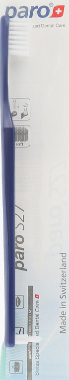 Детская зубная щетка, с монопучковой насадкой, мягкая, синяя - Paro Swiss S27 — фото N1