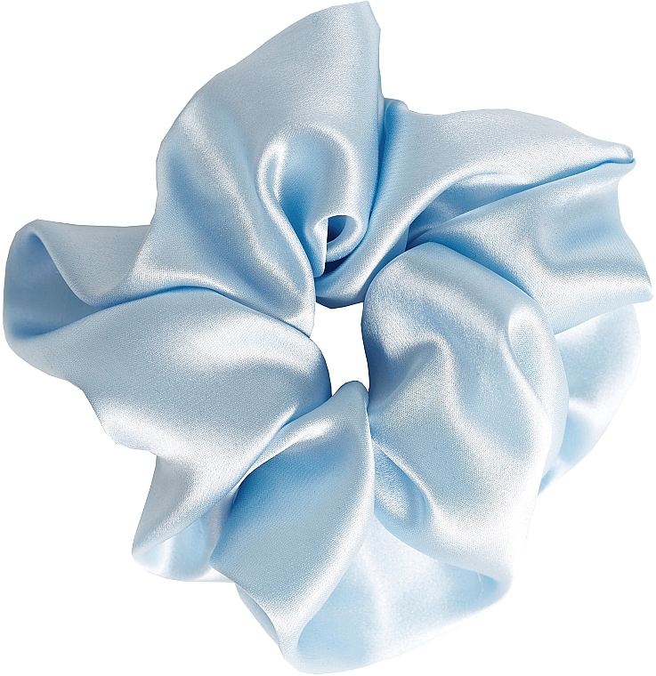 Резинка для волосся з натурального шовку, пишна, блакитна - de Lure Scrunchie — фото N1