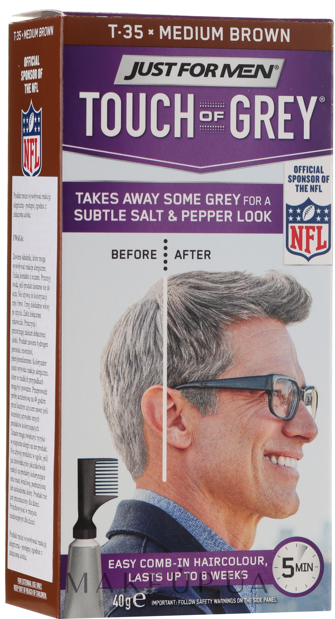 Мужская краска для седых волос - Just For Men Touch Of Gray — фото T-35 - Medium Brown