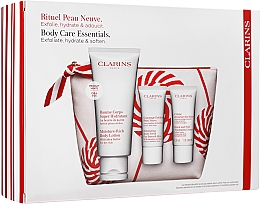 Парфумерія, косметика Набір - Clarins Moisture Rich Body Lotion Christmas Set (b/balm/200ml + b/scr/30ml + h/cr/30ml + bag)