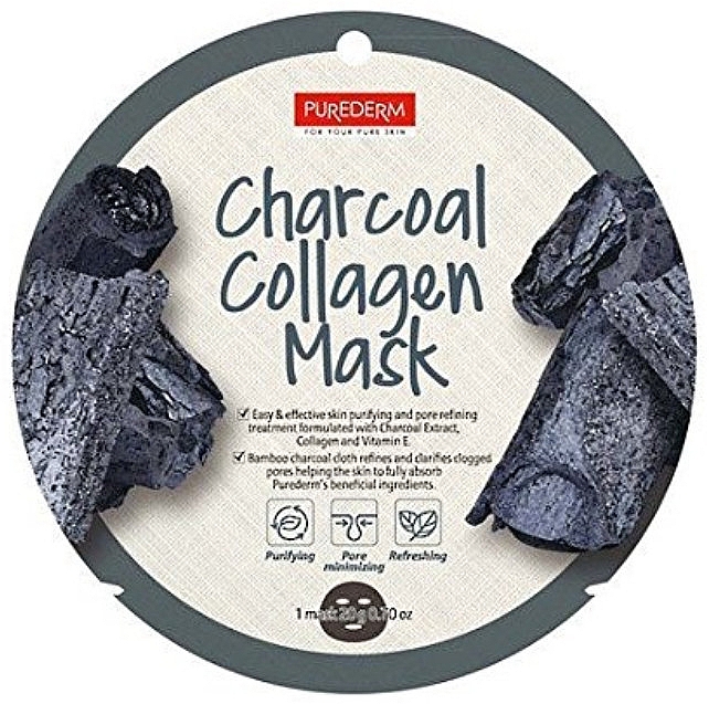 Колагенова маска для обличчя - Purederm Charcoal Collagen Mask — фото N1