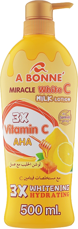 Лосьон для тела с витамином С и молочными протеинами - A Bonne Miracle White C Milk Lotion — фото N3