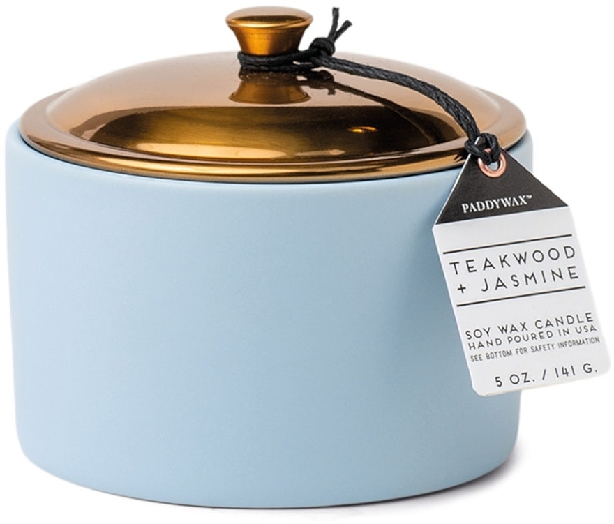 Ароматическая свеча "Тиковое дерево и жасмин" - Paddywax Hygge Ceramic Candle Blue Teakwood & Jasmine — фото N1