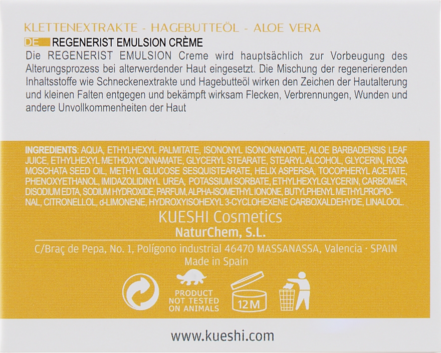 Емульсія для обличчя, відновлювальна - Kueshi Regenerist Emulsion Crema Regenr De Caracol — фото N3