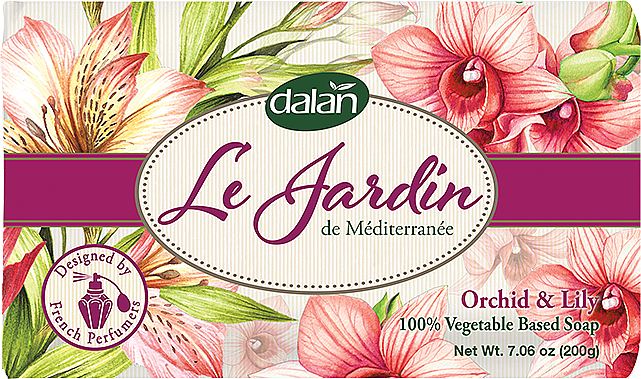 Парфумоване туалетне мило Dalan Le Jardin "Орхідея й лілія", 200 г - Dalan Le Jardin Orchid & Lily Soap