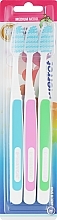 Набір зубних щіток "Колорос", зелена + рожева + блакитна - Pierrot New Active — фото N1