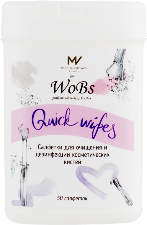 Салфетки для очищения кистей - WoBs Pro Brush Cleansing Wipes