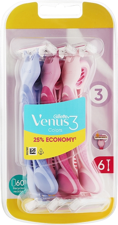 Набір одноразових станків для гоління, 6 шт., варіант 1 - Gillette Venus Simply 3 Plus — фото N1