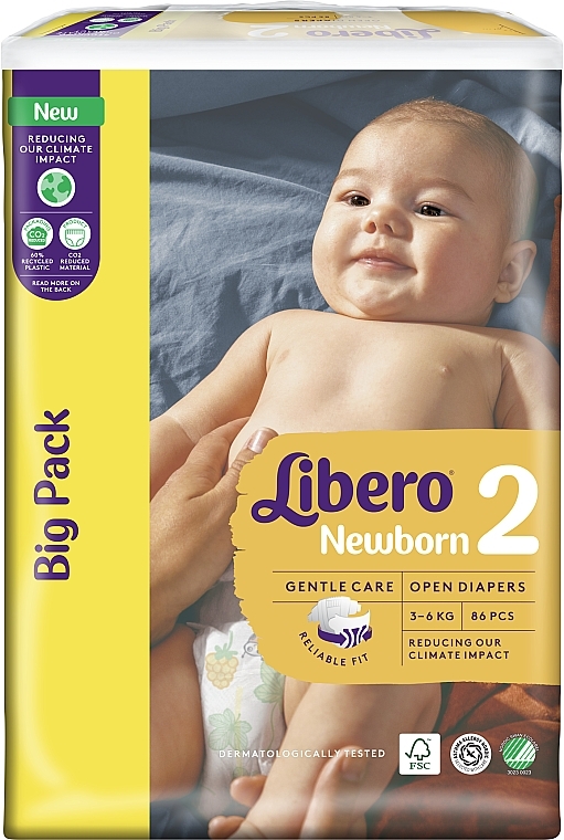 Подгузники Newborn 2 (3-6 кг), 86шт - Libero — фото N2