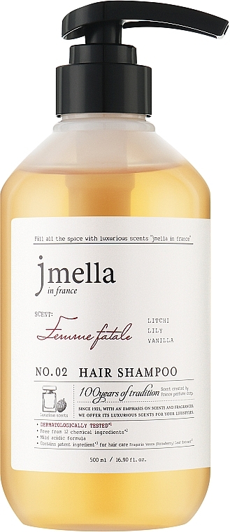 Парфумований шампунь для волосся - Jmella In France Femme Fatale Hair Shampoo — фото N1