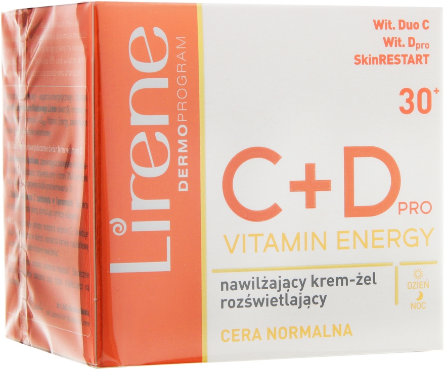 Крем-гель для освітлення обличчя - Lirene C + D Pro Vitamin Energy — фото N1