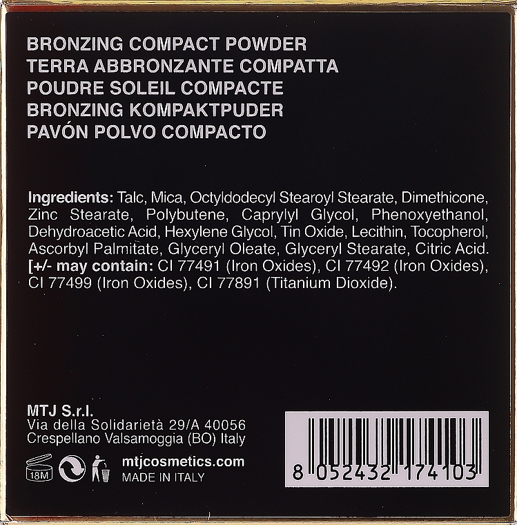 Бронзирующая пудра для лица - MTJ Cosmetics Bronzing Compact Powder — фото N2