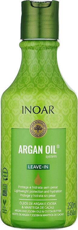 Кератинове молочко для волосся "Олія аргани & жожоба" - Inoar Argan Leave-In Oil Hidrat