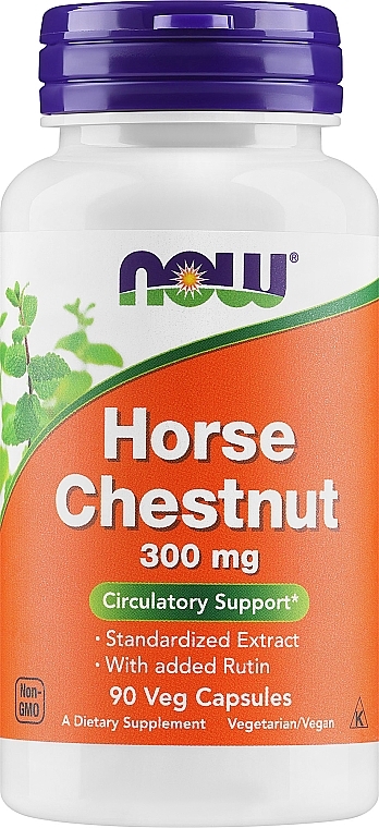 Экстракт конского каштана, 300 мг - Now Foods Horse Chestnut Veg Capsules — фото N1