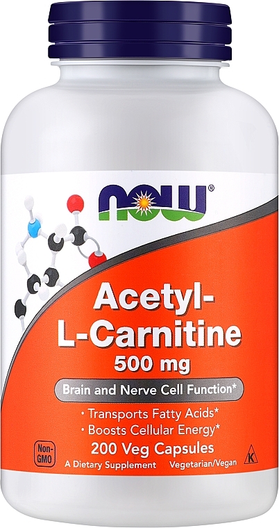 Пищевая добавка "Карнитин", капсулы, 500 мг - Now Foods Acetyl-L-Carnitine — фото N3