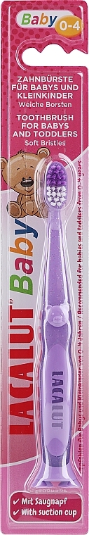 Зубна щітка "Baby" з ведмедиком, 0-4 років, фіолетова - Lacalut Baby Toothbrush For Babys & Toddlers — фото N1