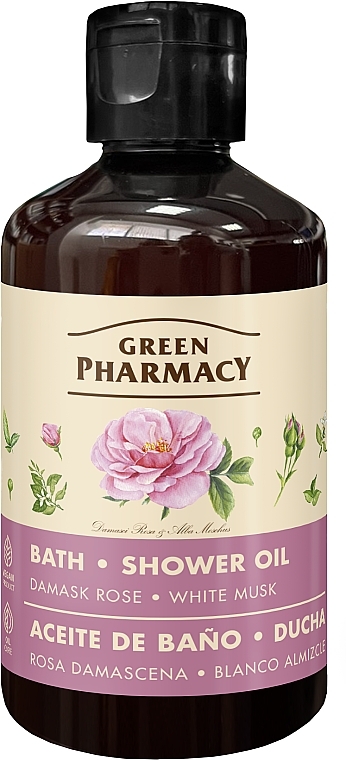 Олія для ванни та душу "Дамаська троянда та білий мускус" - Зелена Аптека — фото N1