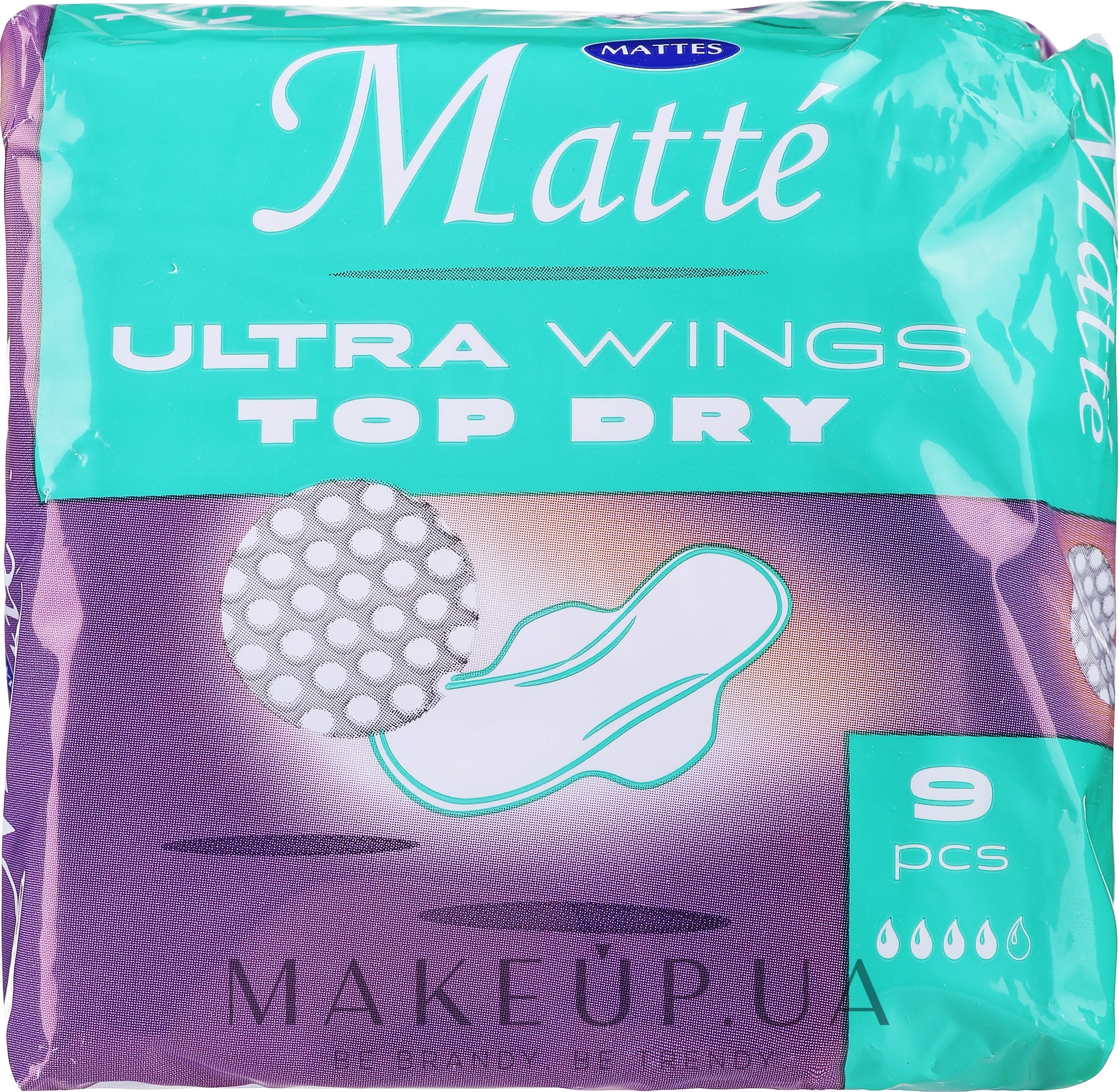 Прокладки гигиенические с крылышками, 9 шт. - Mattes Ultra Wings Top Dry — фото 9шт
