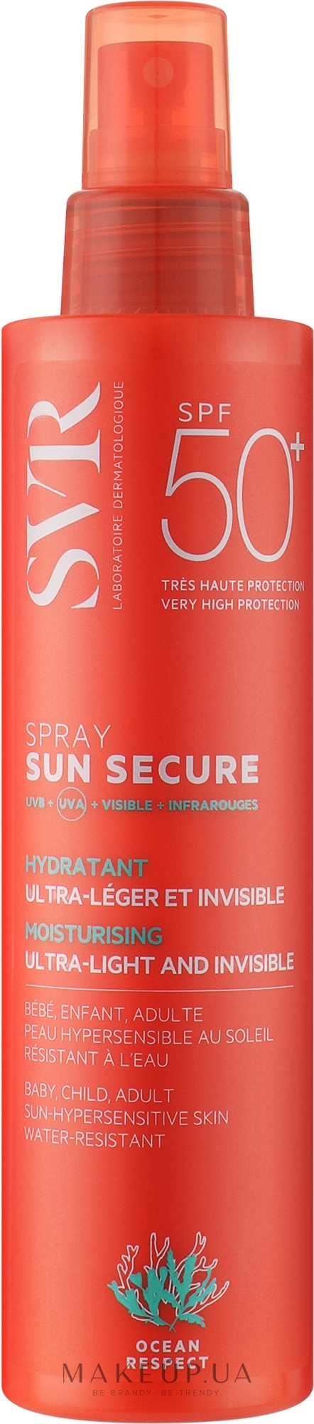 Солнцезащитный лосьон-спрей - SVR Sun Secure Biodegradable Spf50 — фото 200ml