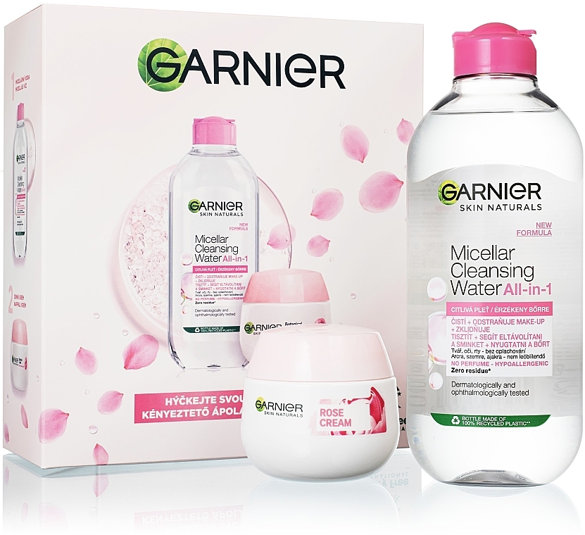 Набор - Garnier Skin Naturals Rose (micellar/water/400ml + cr/50ml) — фото N1