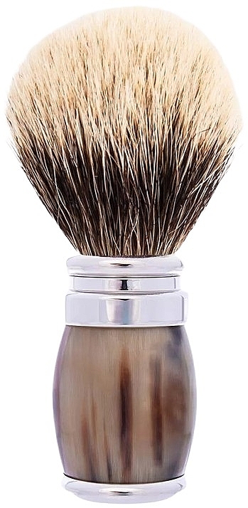 Помазок для гоління - Plisson Horn And Chrome Finish & European Grey Shaving Brush — фото N1