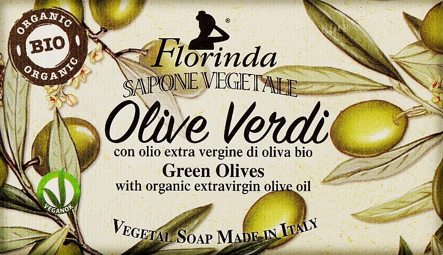 Мыло натуральное "Зеленые оливки" с оливковым маслом - Florinda Green Olives Natural Soap — фото N1