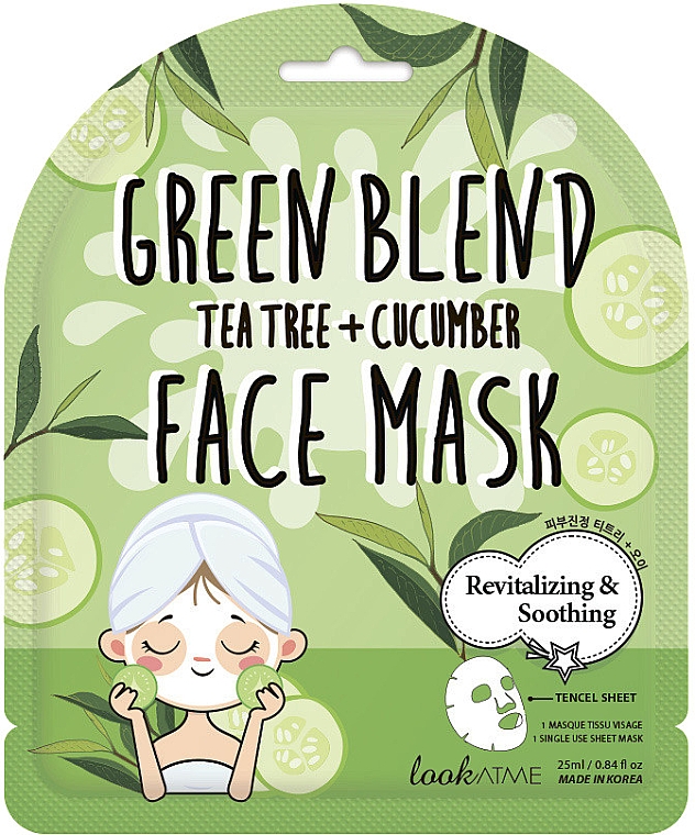Тканинна маска для обличчя з екстрактом зеленого чаю і огірка