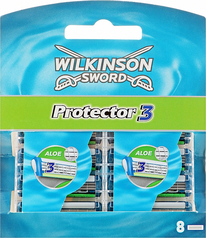 Сменные лезвия для бритья, 8 шт - Wilkinson Sword Protector 3 Blades — фото N1