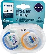 Пустышка ортодонтическая 0-6 месяцев - Philips Avent Ultra Air I love. — фото N3