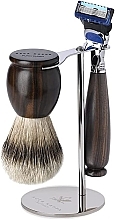 Парфумерія, косметика Набір для гоління - Acca Kappa Shaving Set With Stand Ebony Wood (razor/1pc + brush/1pc + stand/1pc)