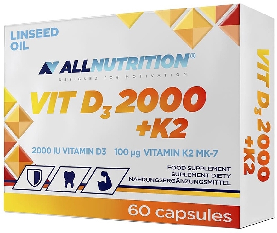Пищевая добавка "D3 + K2 и льняное масло" - Allnutrition Vit D3 2000 + K2 Linseed Oil — фото N1