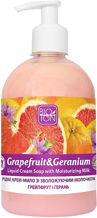Жидкое крем-мыло "Грейпфрут и герань" - Bioton Cosmetics Active Fruits Grapefruit & Geranium Soap