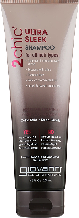 Шампунь для волосся - Giovanni 2chic Ultra-Sleek Shampoo Brazilian Keratin & Argan Oil — фото N2