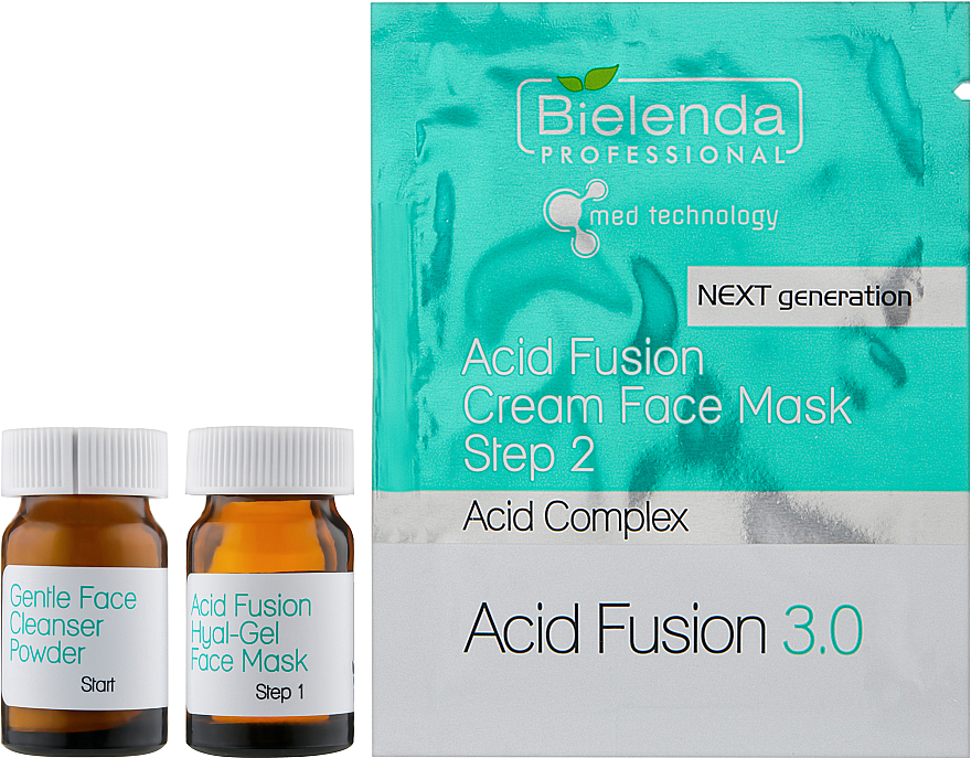 УЦЕНКА Набор - Bielenda Professional Acid Fusion 3.0 Double Formula Acid Complex (powder/5x15g + mask/5x10g + mask/5x20g) * — фото N2