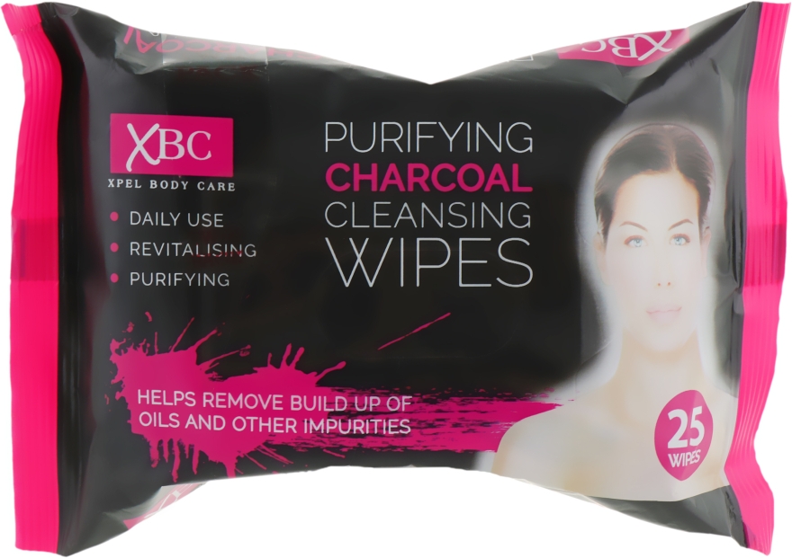 Влажные салфетки для демакияжа "Активированый уголь" - Xpel Marketing Ltd Body Care Purifying Charcoal Cleansing Facial Makeup Remover — фото N1