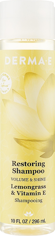 Восстанавливающий шампунь с маслом лемонграсса и витамином Е - Derma E Volume & Shine Restoring Shampoo — фото N1