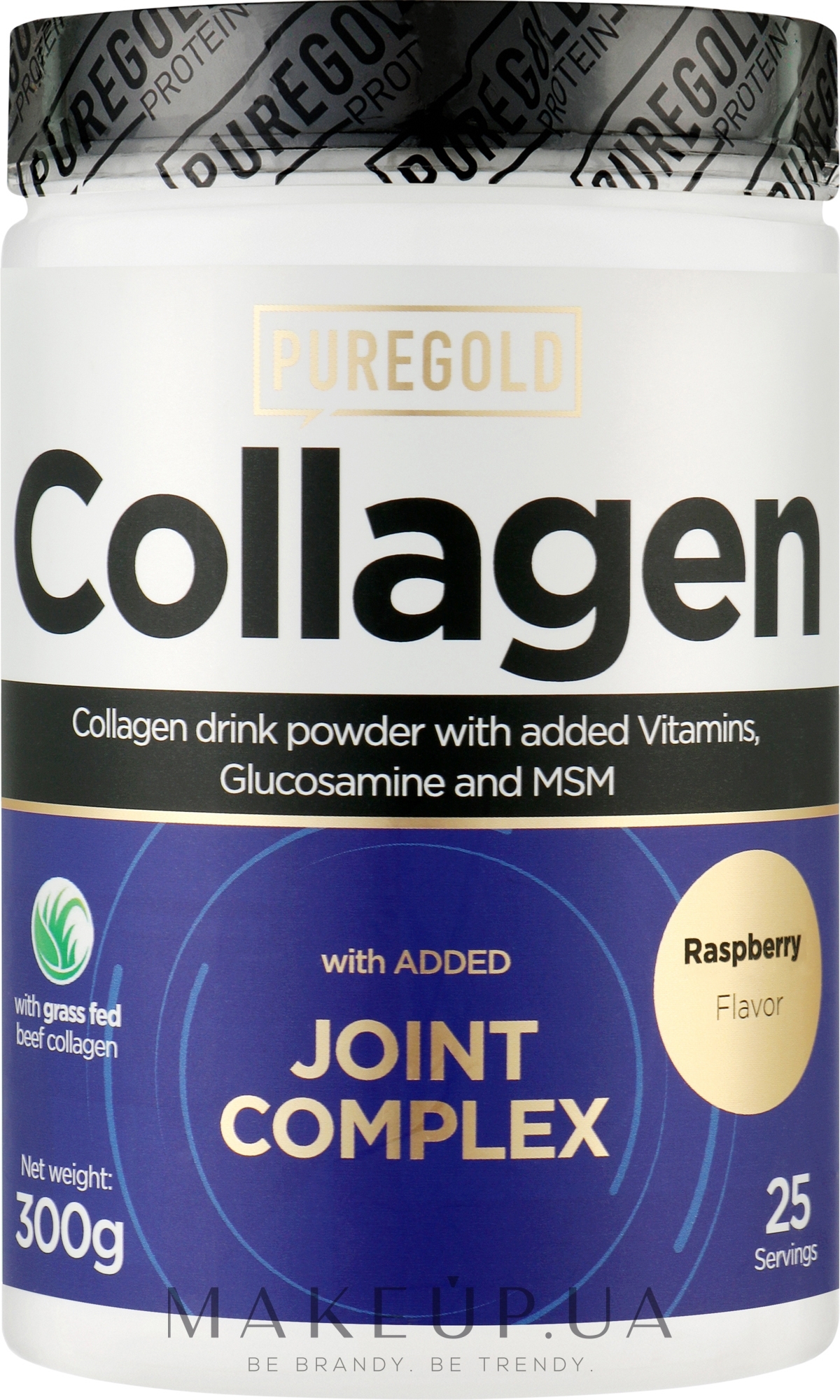Коллаген с D-глюкозамином, МСМ и хондроитином, малина - PureGold Collagen Marha + Joint Complex  — фото 300g