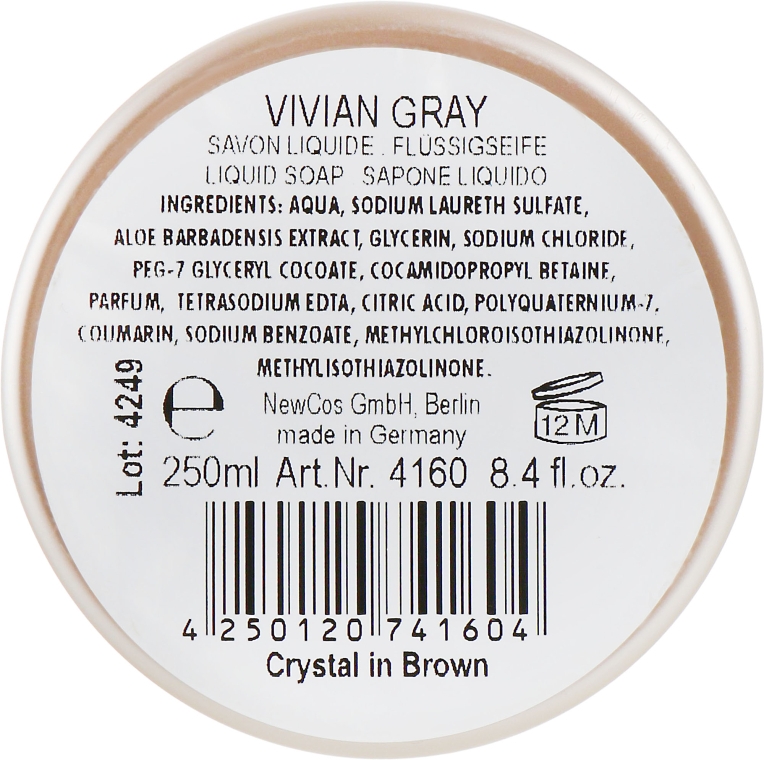 Рідке крем-мило - Vivian Gray Brown Crystals Luxury Cream Soap — фото N2