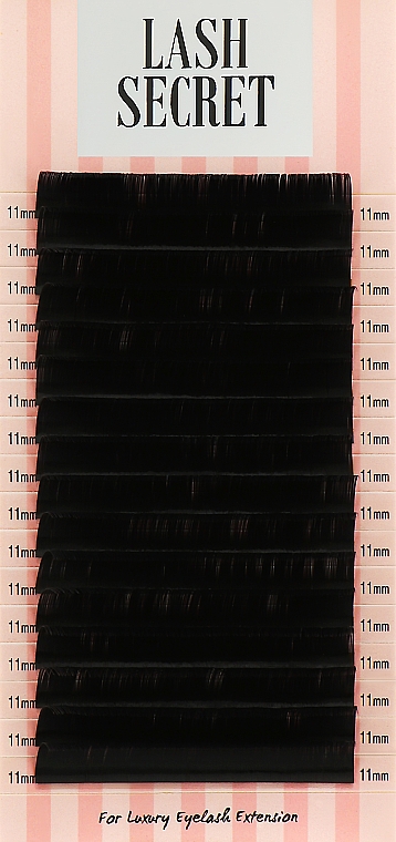 Накладные ресницы, черные, 16 линий (один размер, 0,07, D, 11) - Lash Secret — фото N1
