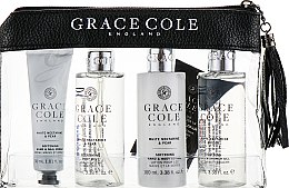 Набор "Белый нектарин и груша" - Grace Cole White Nectarine & Pear Travel Set (hand/cr/30ml + sh/gel/100ml + b/lot/100ml + b/spay/100ml) — фото N1