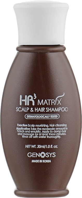 РАСПРОДАЖА Шампунь от выпадения и для стимуляции роста волос - Genosys HR3 MATRIX Scalp & Hair Shampoo (мини) * — фото N1