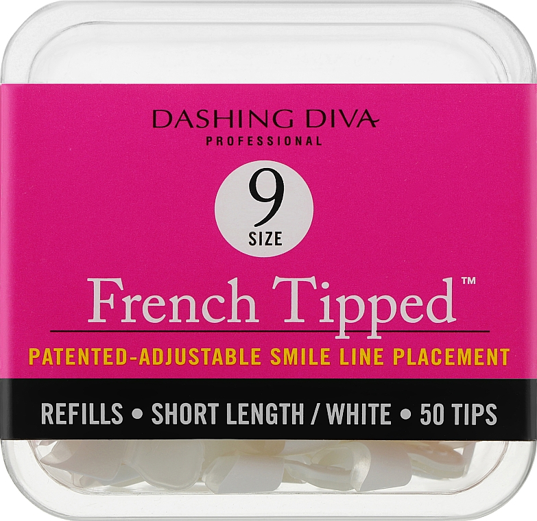 Тіпси короткі - Dashing Diva French Tipped Short White 50 Tips (Size - 9) — фото N1