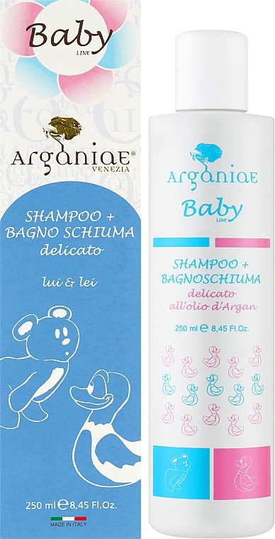 Детский парфюмированный шампунь-пена для купания для кожи и волос - Arganiae Baby Shampoo + Bath Foam Light — фото N2
