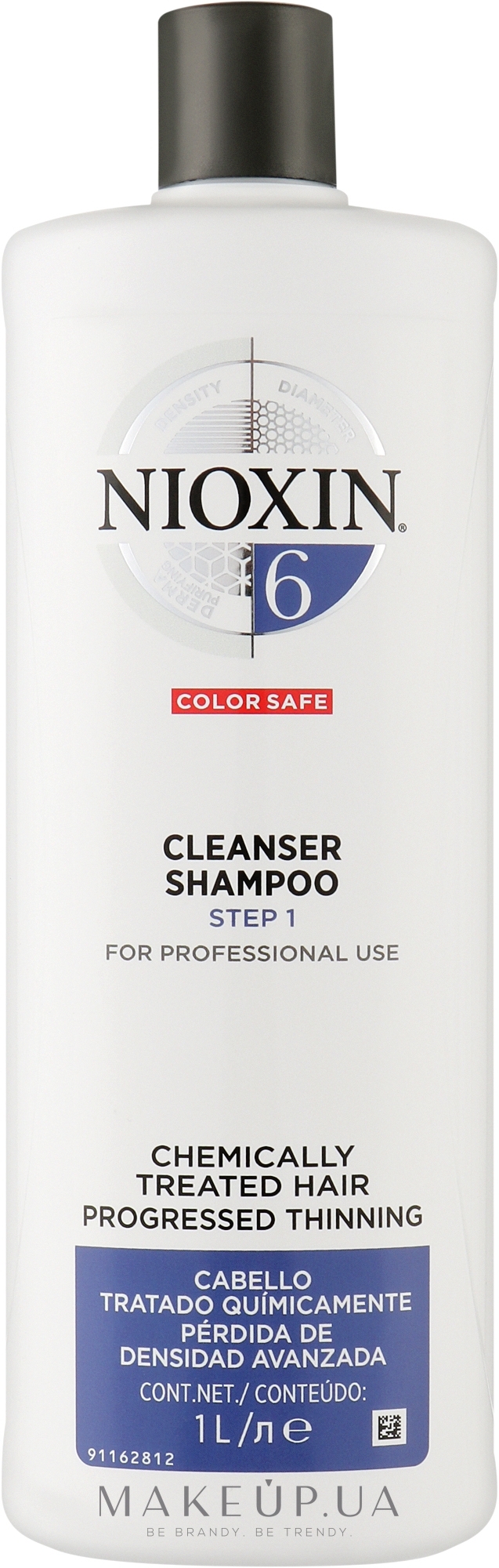 Шампунь очищающий против выпадения волос с технологией защиты цвета - Nioxin Thinning Hair System 6 Cleanser Shampoo — фото 1000ml